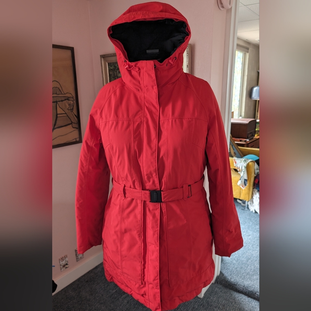 North Face red down jacket